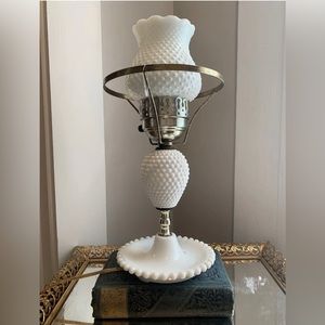 Vintage Antique Lamp Hobnail MILK GLASS Lamp COTTAGE CORE Lighting Home Decor